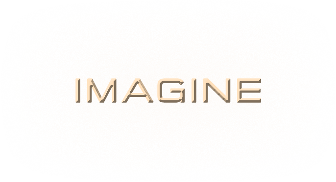 embossed text with a gold color that reads "Imagine"